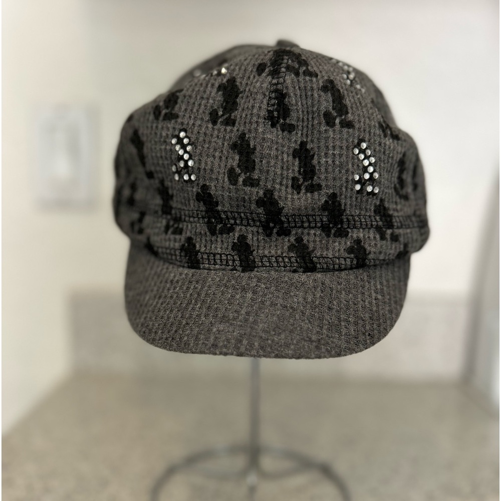 Disney Disneyland Resort Gray Bedazzled Mickey Strapback Hat Adjustable